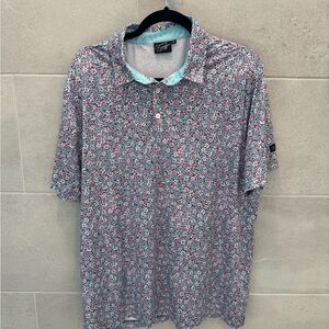Sunday Swagger Floral Patterned Print Men's Golf Shirt